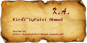 Királyfalvi Ahmed névjegykártya